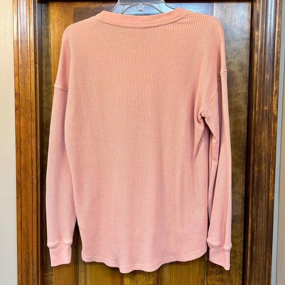 $5 ADD ON with $15+ Bundle Seven7 Waffle Crew Top LS Sz S Peach EUC High Low Hem - Picture 4 of 10